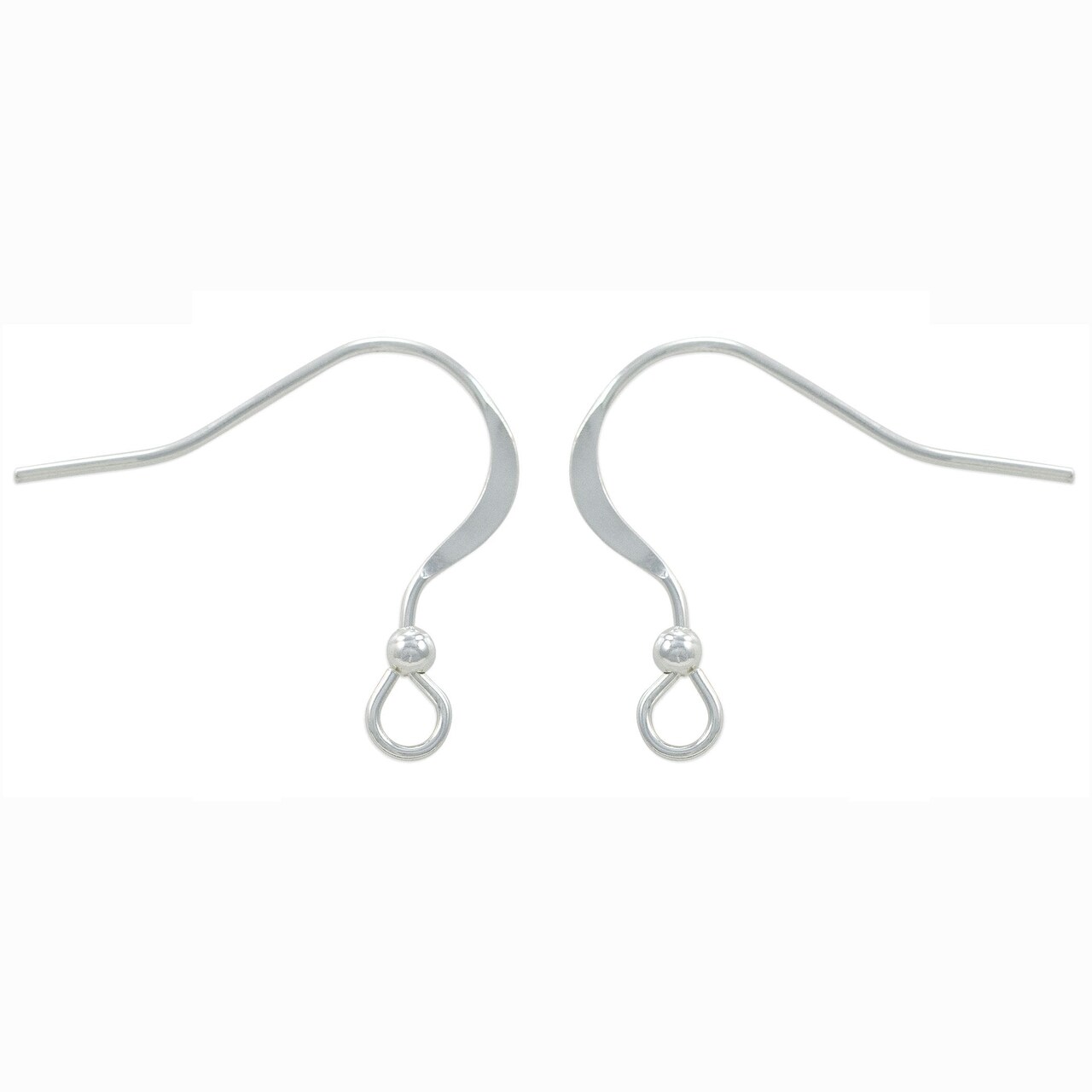 JewelrySupply Sterling Silver Flat Earring Wires with 2mm Bead (1 Pair of Sterling Silver Earrings)